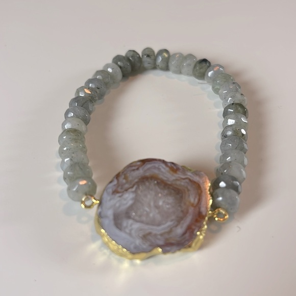 EYE CANDY LOS ANGELES AGATE STONE MY WRIST STRETCH BRACELET - Picture 2 of 3
